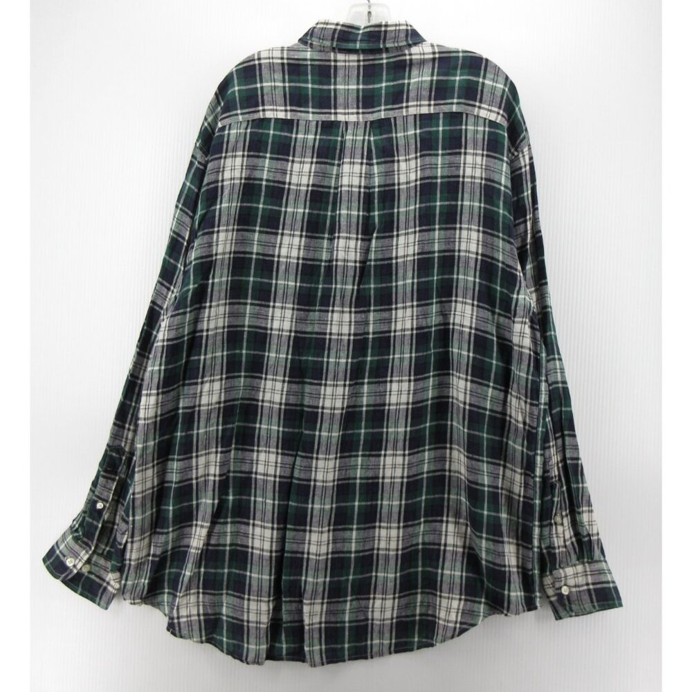 VINTAGE Gap Shirt XL Green Linen Button Up Tartan Plaid 90s Y2K Field - Picture 6 of 10